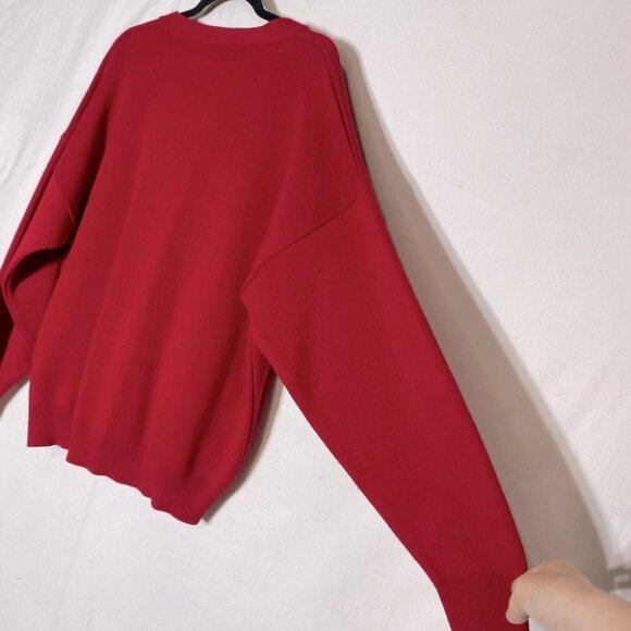 Vintage Moores Red Mr. Rogers Style Dad Grandpa Button Up Cardigan XL - Picture 9 of 11